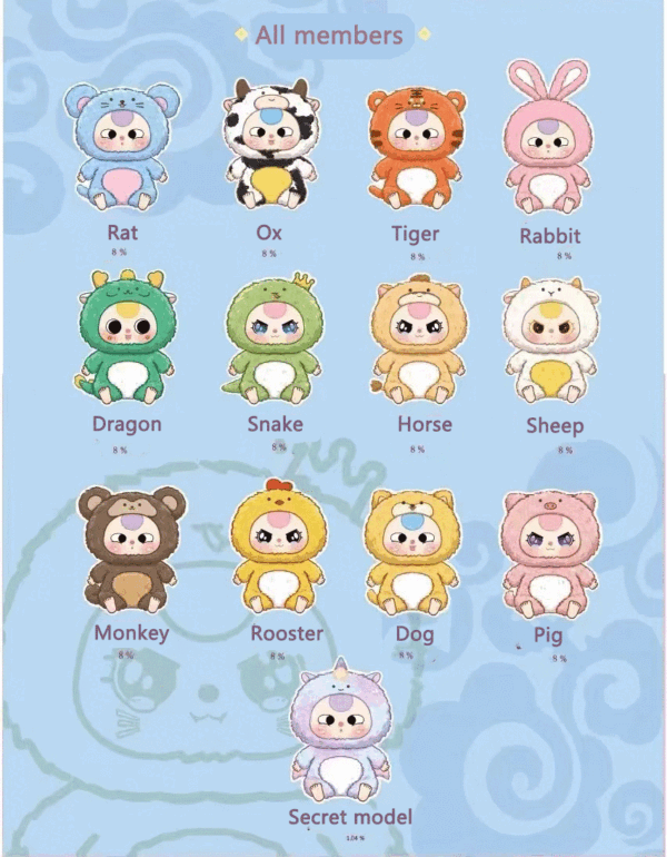 Baby Three Series Chinese Zodiac Plush Doll Blind Box(a set of blind boxes) - Image 2